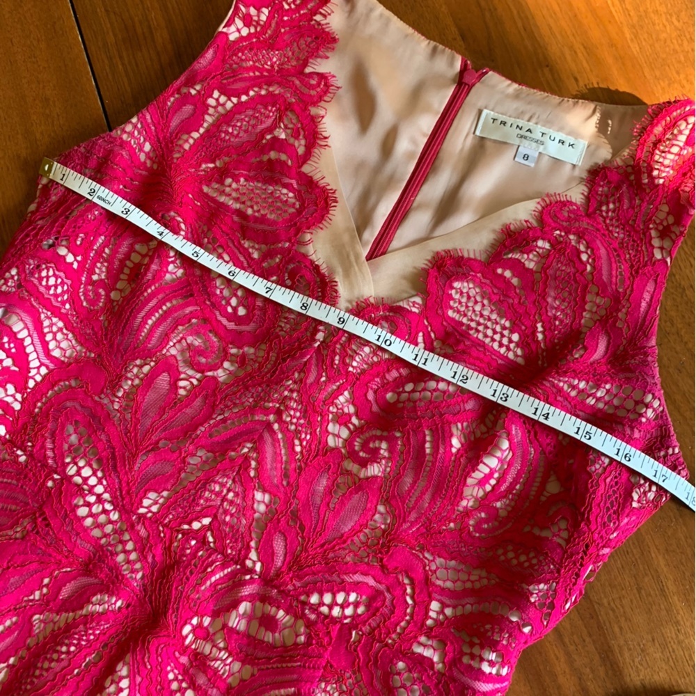 Trina Turk Hot Pink Floral Lace Cocktail Dress - Picture 5 of 16